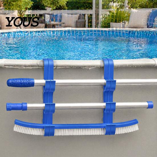 Swimming Pool Cleaning Supply Organizer Poolside Pole Hanger, with 3 Hook Configuration, Weather Resistant Maintenance Tool Management System