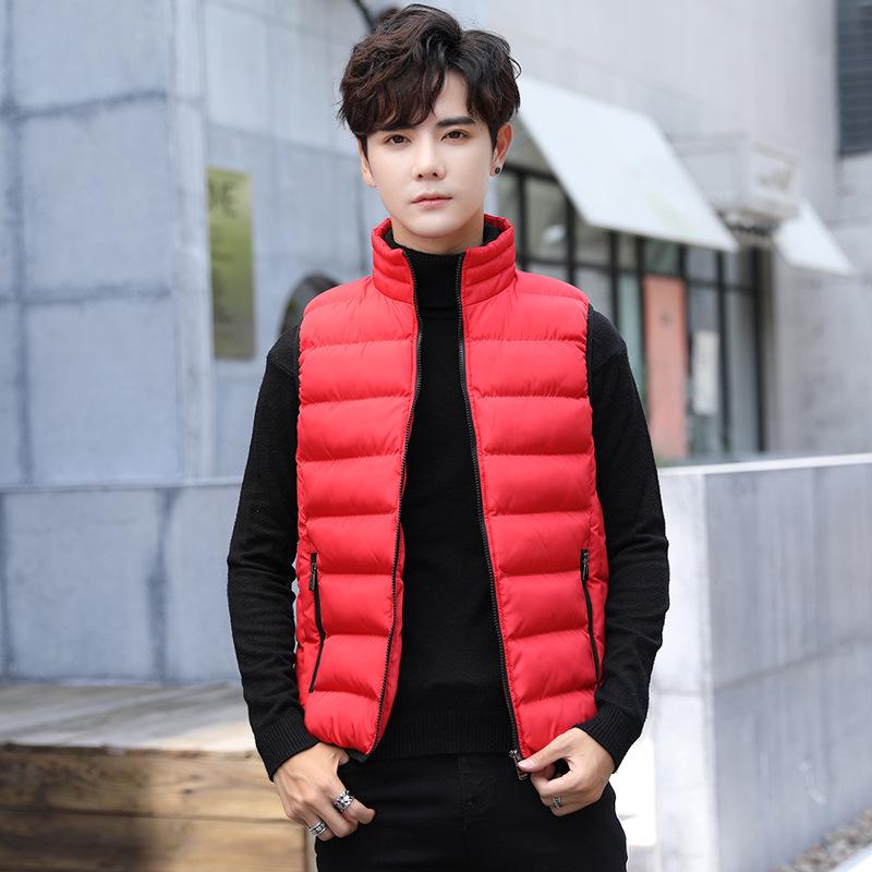 Men's Stand-up Collar Zipper Vest Jacket - Down Cotton, Plus Size, 2019.
