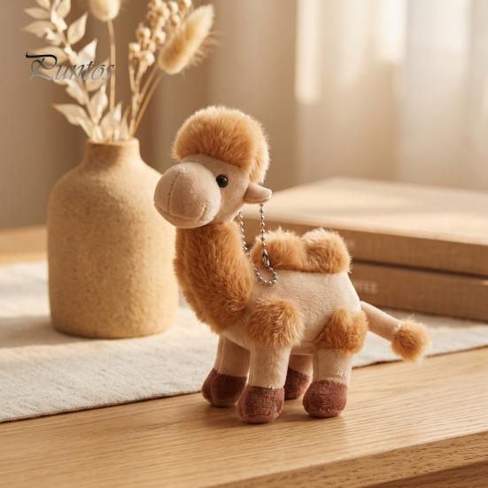 Decorative Hanging Accessory Plush Camel Bag Charm, Stuffed Pendant with Bead Chain Chain, Animal Plushie Backpack Handbags Purse Decoration
