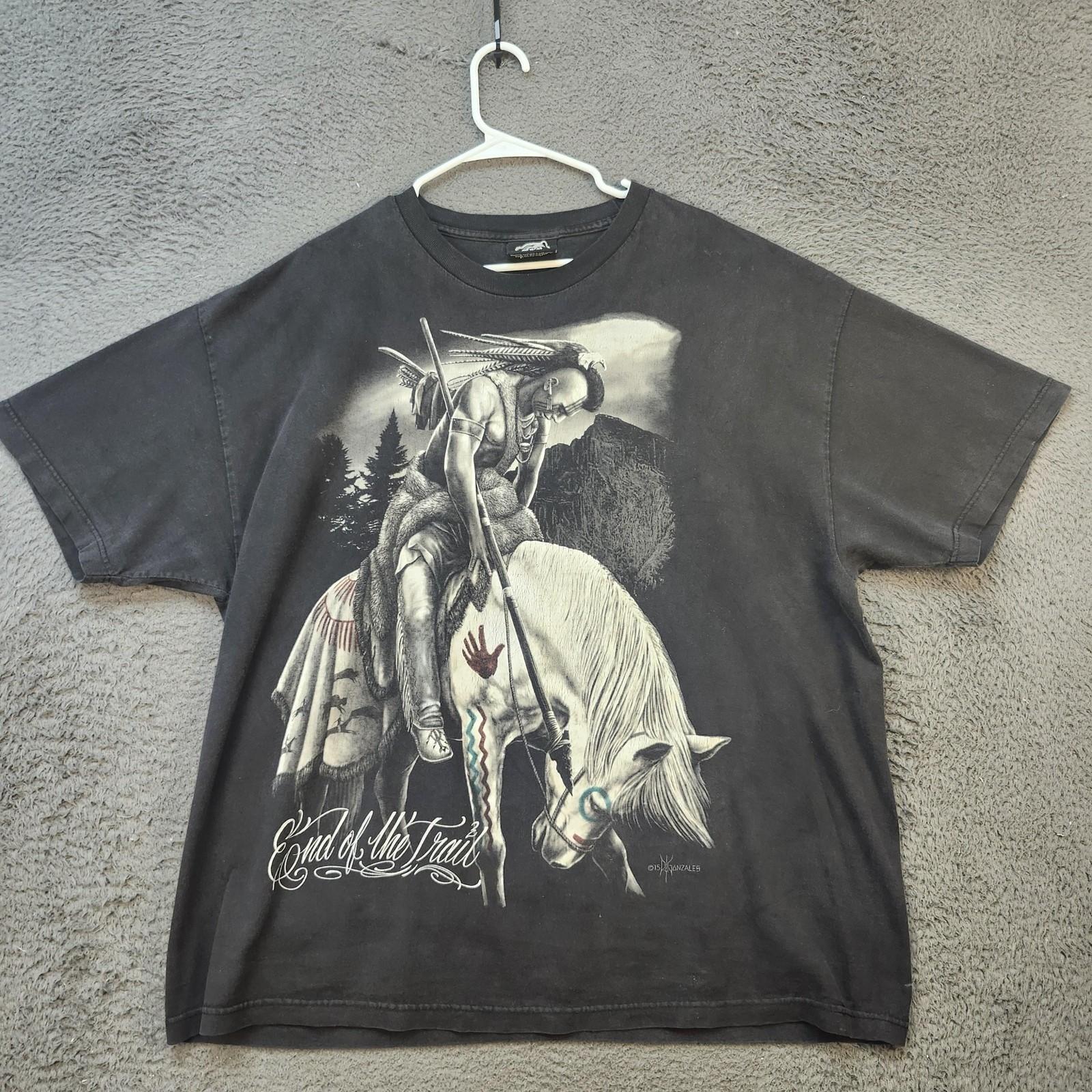 DGA End Of The Trail Shirt Mens Extra Large Black Native Art Graphic Gonzales Unisex T-Shirt L