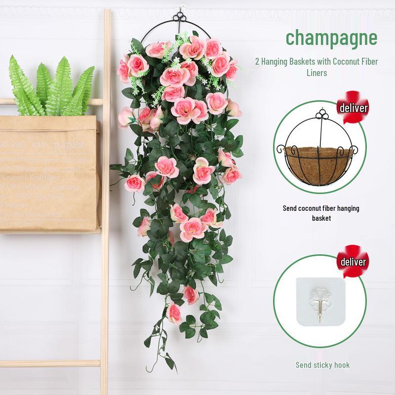 Artificial Violet Flower Vine - Silk Rose Hanging Decor for Weddings and Walls