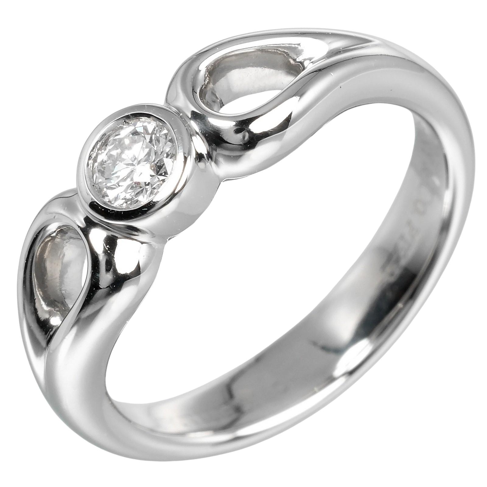 

TIFFANY&Co. Double teardrop Ring Pt950Platinum/diamond #4.3(US Size) 6g Women Used