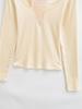 Chic Retro Lace Patchwork Long Sleeve Slim Fit Two-Piece Style Top for Women