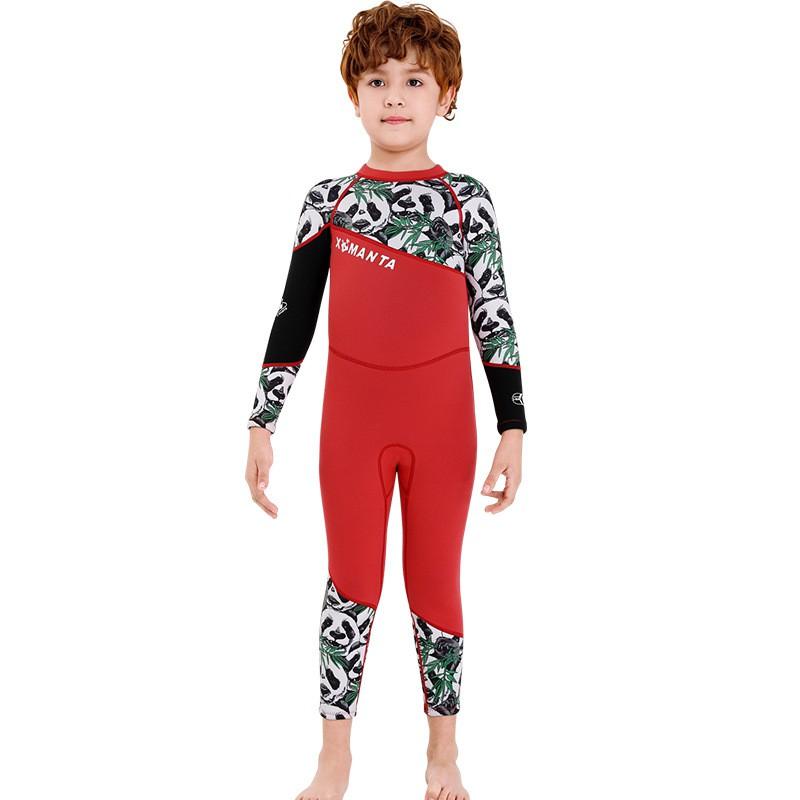 

2.5MM Children s Diving Suit One-piece Swimsuit Boys Long-sleeved Warm Sun Protection Snorkeling Surfing Jellyfish L красный