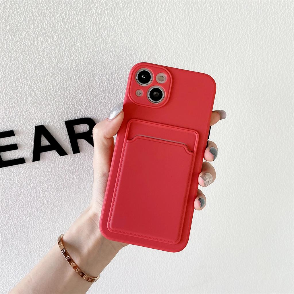Měkký silikonový držák na karty pouzdro na telefon pro iPhone 16 15 14 13 12 Pro Max Mini Plus kontrastní barva tlačítka nárazuvzdorný zadní kryt
