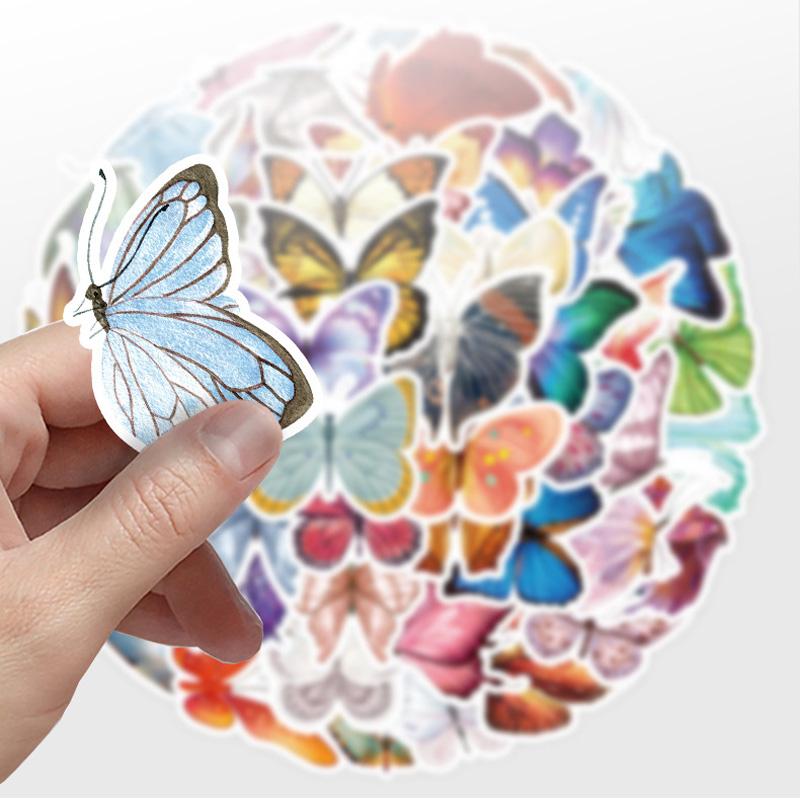 50Pc Colorful Butterfly Stickers Skateboard Stickers Extreme Sports Stickers Trolley Case Guitar Mug Notebook Trend Stickers