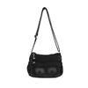 Washed Denim Crossbody Bag with Dual Flap Front Pockets Casual Shoulder Purse for Women Daily Travel