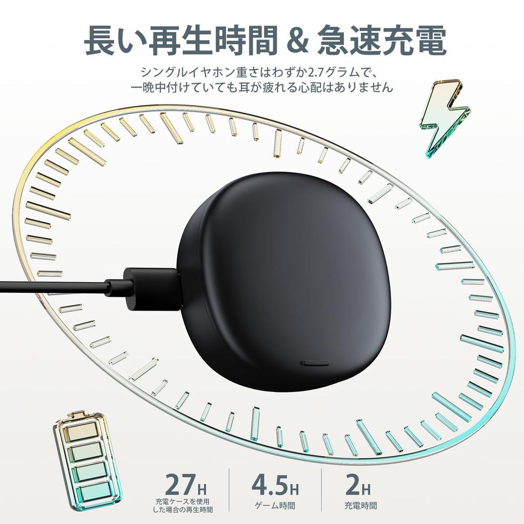 Jiwuzhineng Wireless Sleep Upgraded Bluetooth Painless Wireless High Sound Separate Left and Right Touch Automatic Fast Compatible with iOS and Black