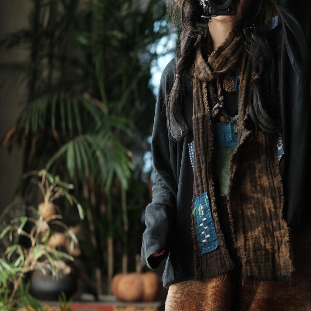 Johnature Women Vintage Scarf Patchwork Spring Chinese Style Scarf