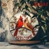 3D Cardinal Metal Wall Art Winter Berries Welcome Sign Home Porch Decoration