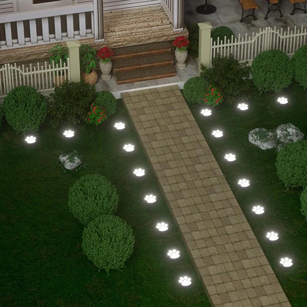 Solar Lawn Light Dog Paw Footprints Stairs Light Outdoor Waterproof Balcony Garden Fence Landscape Decoration Solar Powered Lamp
