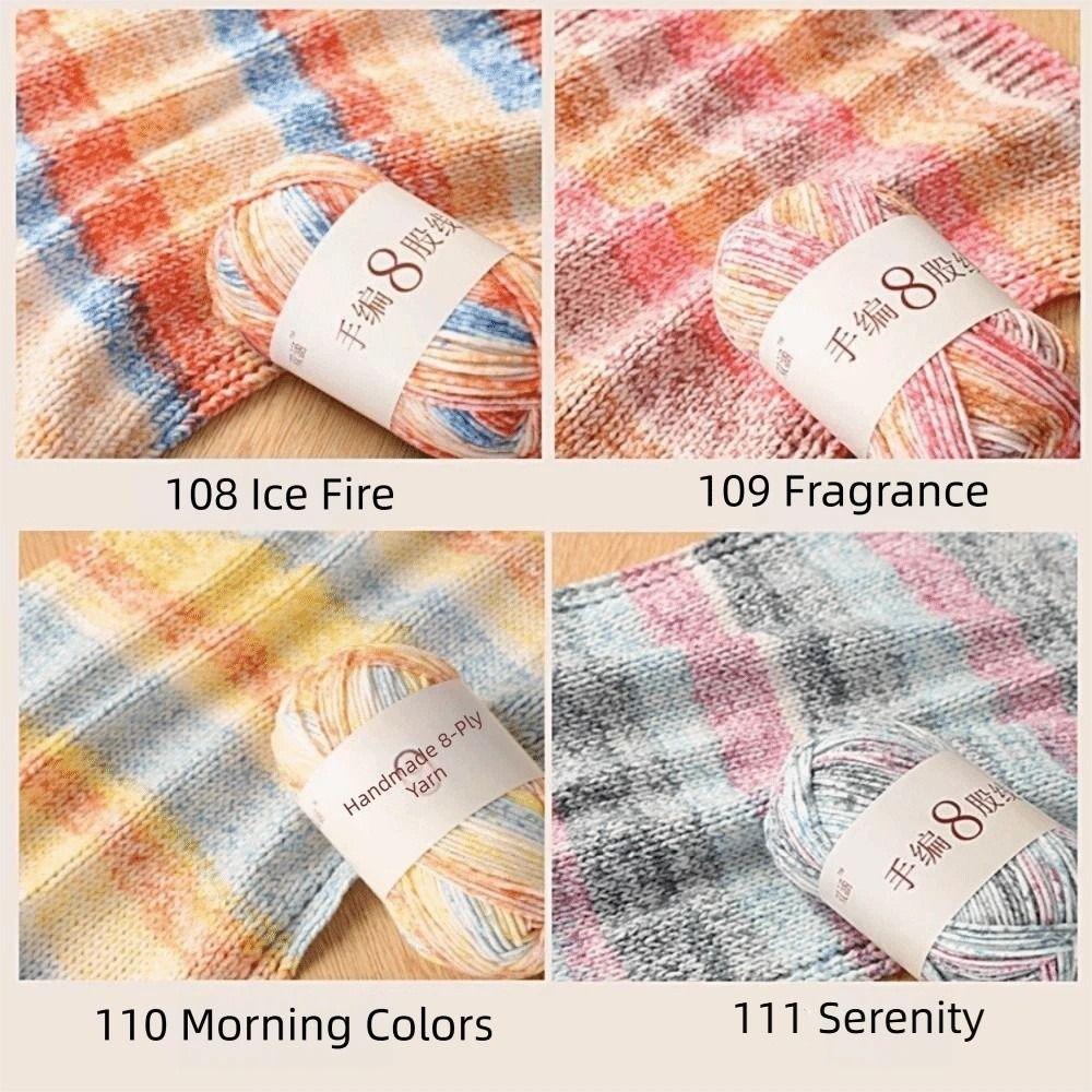 8 Strands Hand Knitting Yarn Multi-Color Coarse Yarn Hand-Dyed Yarn Rainbow Segment Spray Colored Variegated Yarn
