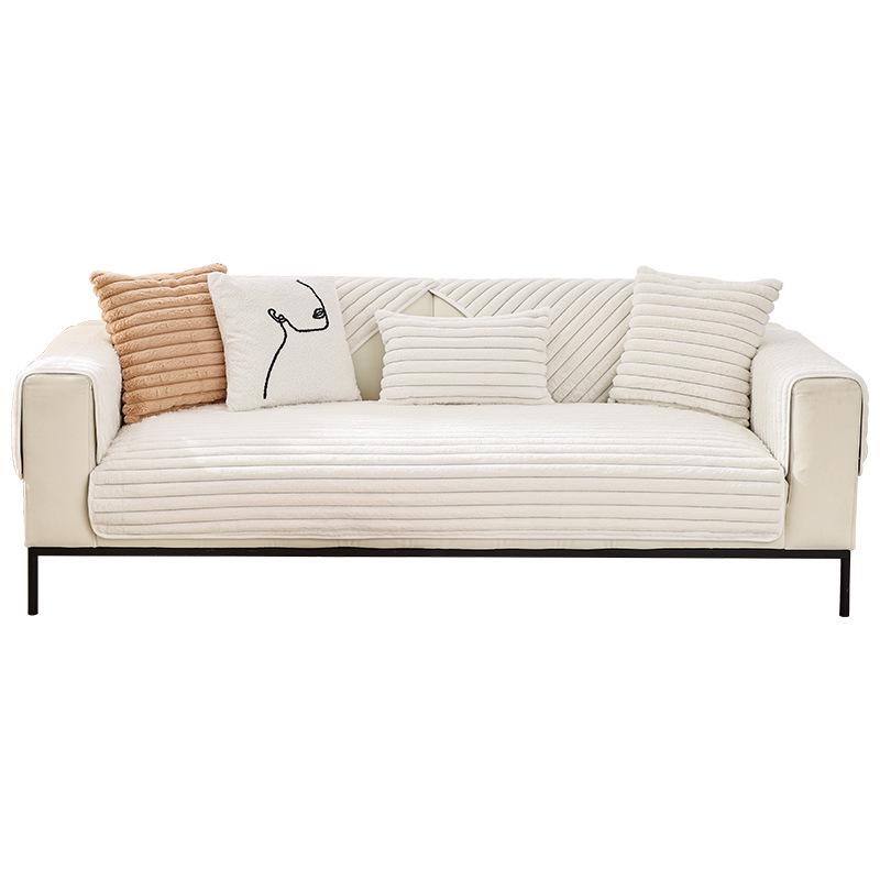 Winter Luxury Rabbit Plush Sofa Cushion - Non-slip, Thickened Cover in Simple French Style