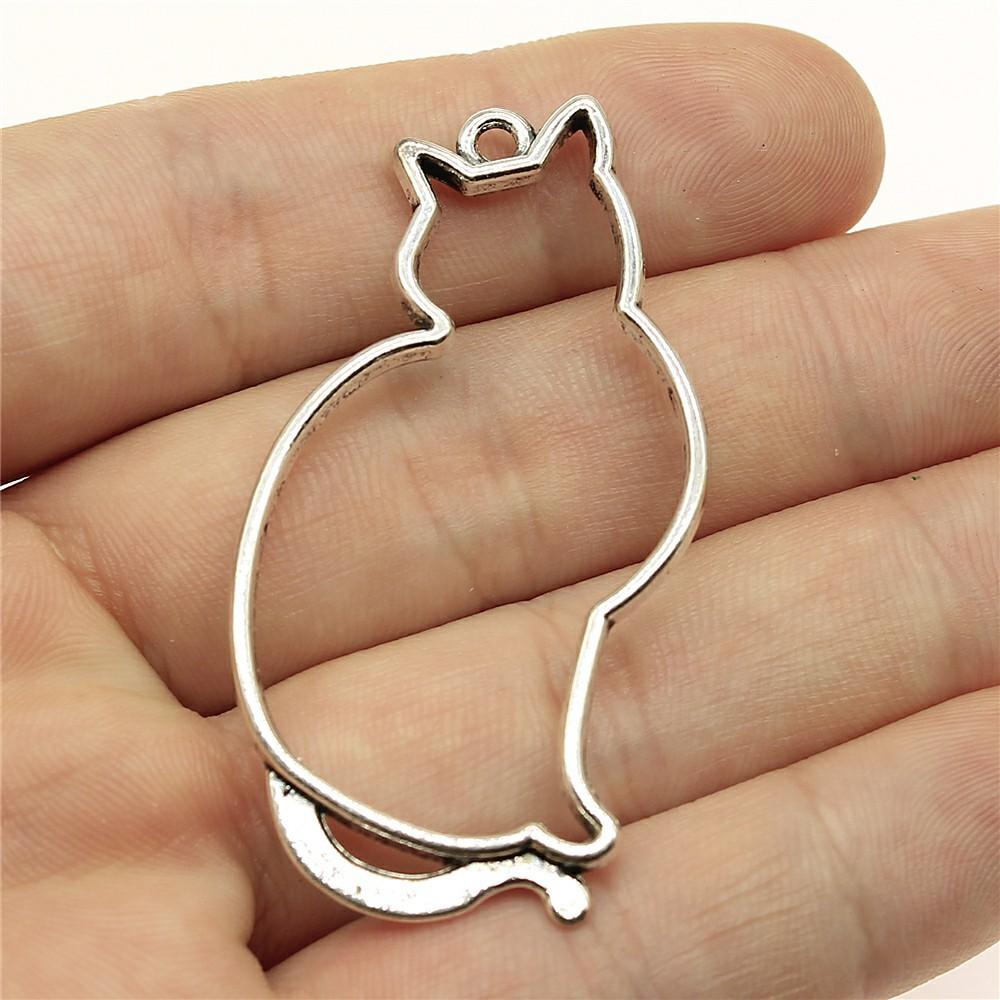 10pcs Charms Cat Antique Silver Color Cute Cat Pendant Charms Kawaii Cat Charms For Jewelry Making