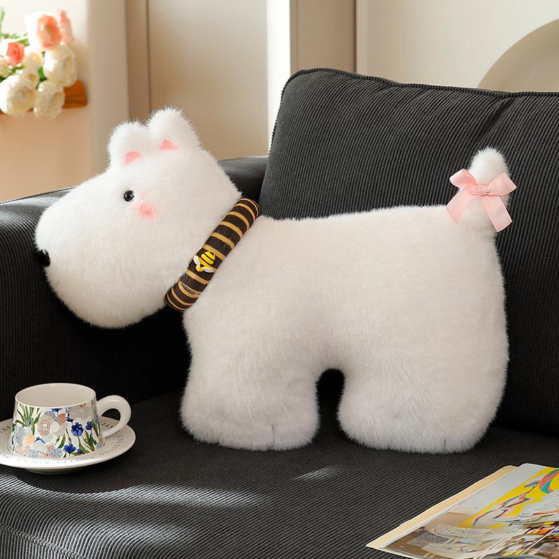 Customizable West Highland Terrier Plush Pillow with Bow Tie 50x32 cm / 550 g