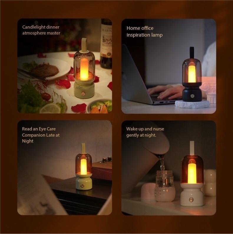 New Retro LED Portable Candlelight Nightlight Living Room Dining Room Bedroom Bedside Atmosphere Lighting Camping Portable Lamps