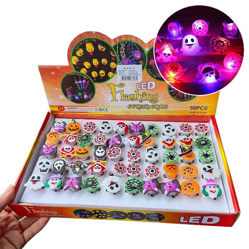 Halloween Light-Up Pumpkin Ghost Ring: Kids' Toy & Gift, Kindergarten Activity Decoration, Student Reward