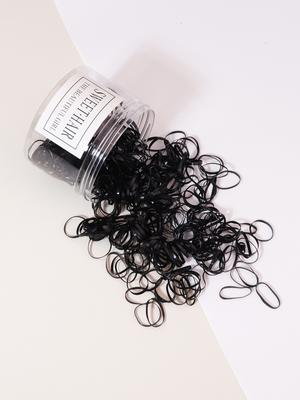 500 Stück schwarze elastische Gummibänder für Friseursalonwerkzeuge mit Pferdeschwanzfrisur und kleinem Zopfdesign Speziell für Echthaarperücken