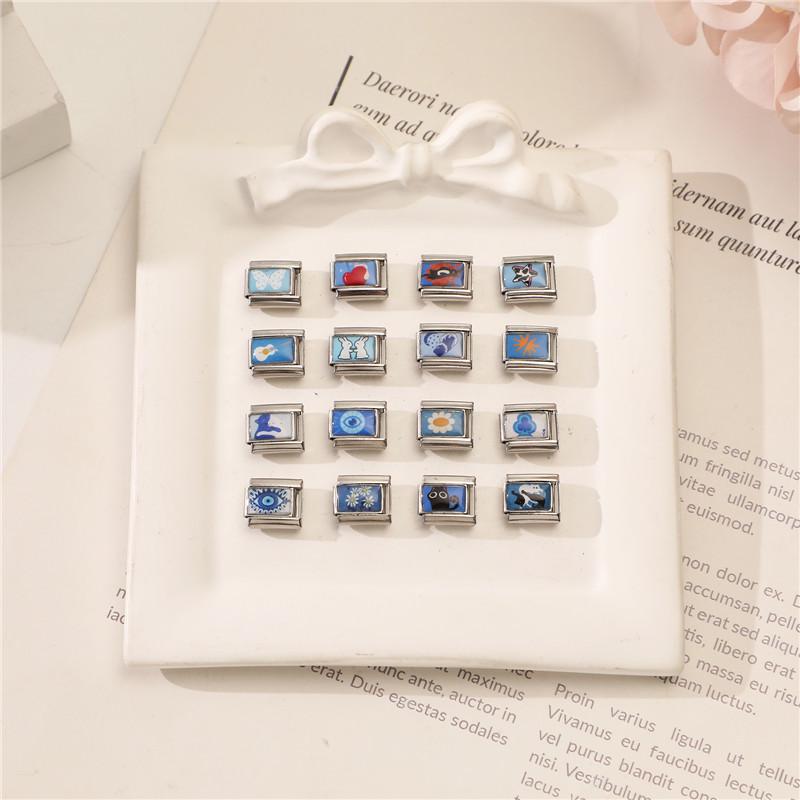Neue Mode Augen Katzen Sonnenblume Gitarre Stern Schmetterling Italienischer Charm Glieder Passend für 9mm Edelstahlarmband DIY Schmuckherstellung