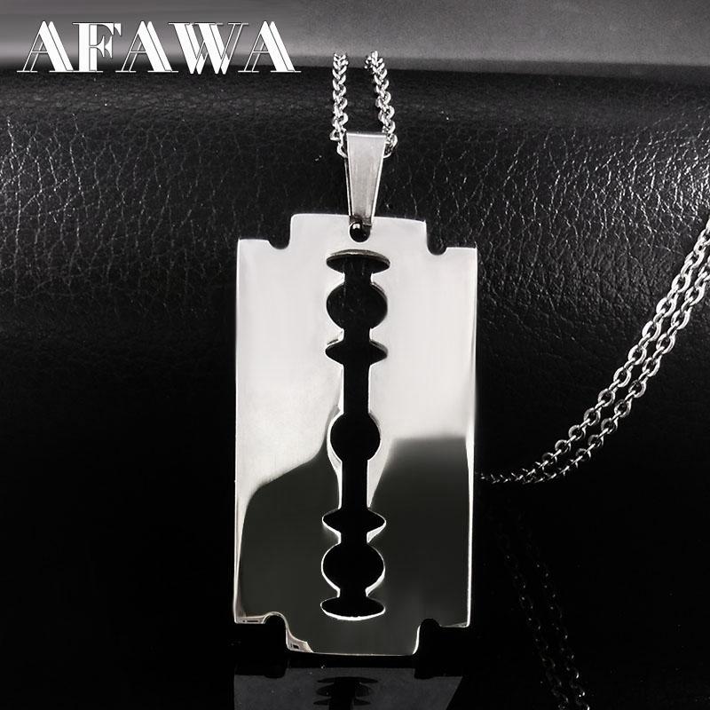 Collana Ciondolo Lama di Rasoio Hiphop Uomo Acciaio Inossidabile Forma Coltello Lama di Rasoio Rasoio Catena Gioielli N443S01