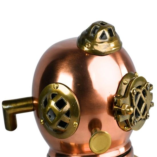 15.24 cm Brass Copper Diving Helmet Replica Nautical Marine Decor Steampunk Diver Helmet for Office, Shelf, or Collector Gift