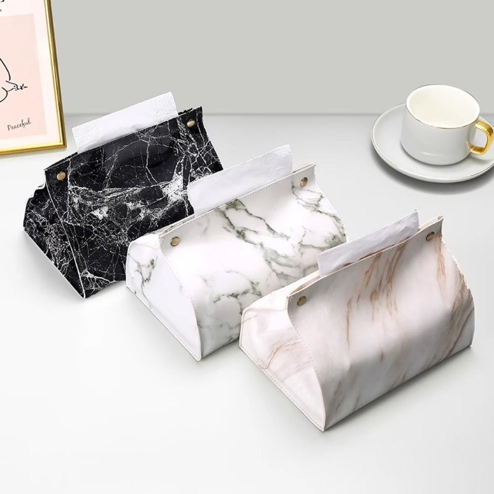 Marble Pattern Napkin Container Decorative Car Tissue Box Nordic Paper Tissue Case Bathroom