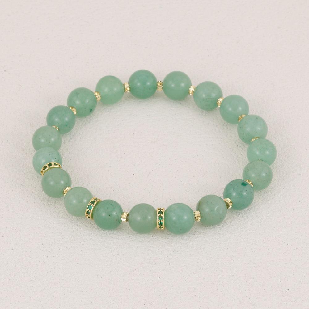 Elegant Semi-Precious Stone Beaded Bracelet - Light Luxury, High-End, Versatile Elastic Round Beads for Couples