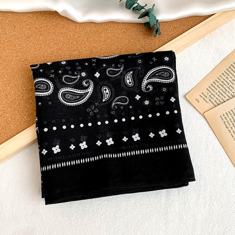 Cotton square scarf, silk scarf, high-end new small shawl, neck protector, small scarf, multi-purpose floral headscarf, headband, hair tie