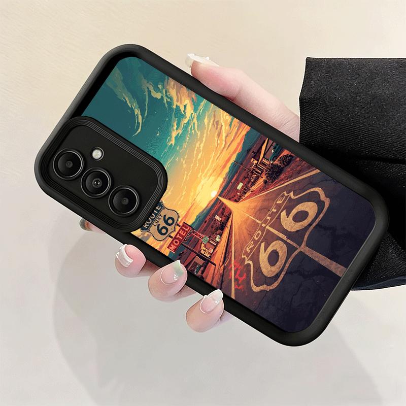 Handyhülle für Samsung Galaxy S26 S25 Ultra S24 FE America Route 66 Schale S23 Plus S22 + S21 S20 5G Weiches Silikon Funda