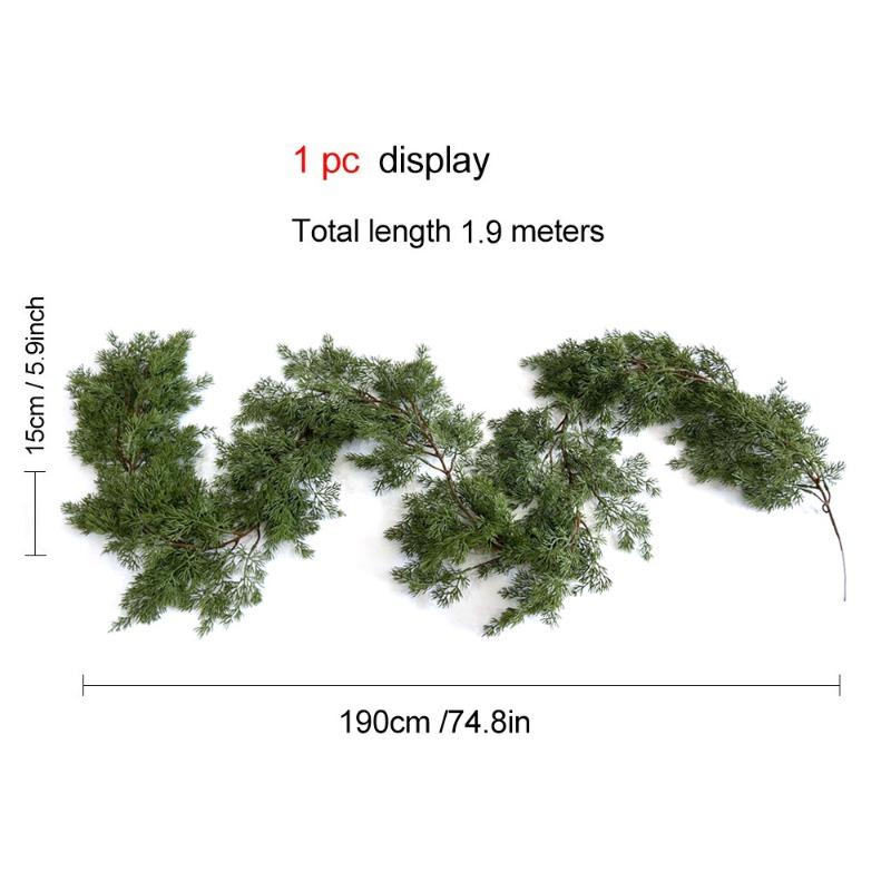 Artificial Simulation Touch Soft Rubber Juniper Leaf Rattan Home Door Hanging Christmas Green Plant Vine Decoration