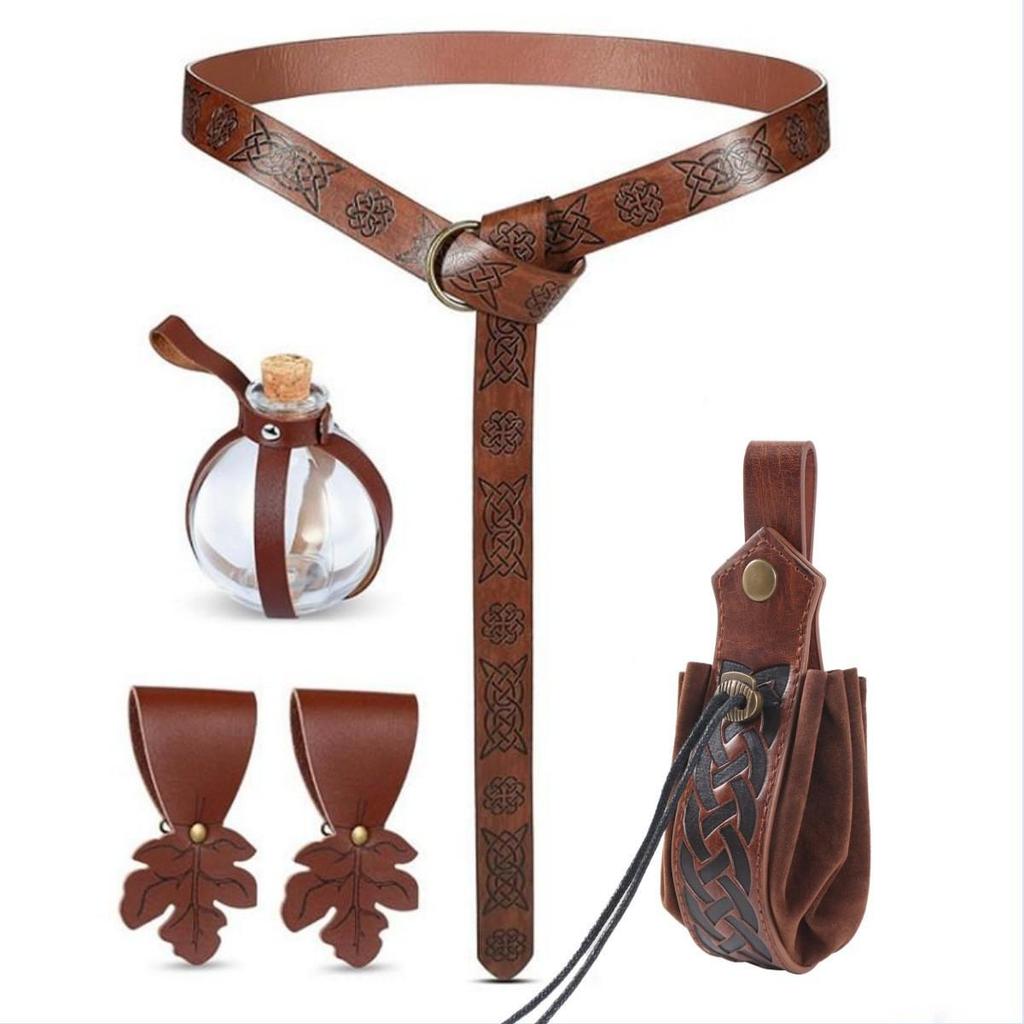 Medieval Viking Leather Cosplay Costume – Magic & Steampunk Props for Halloween