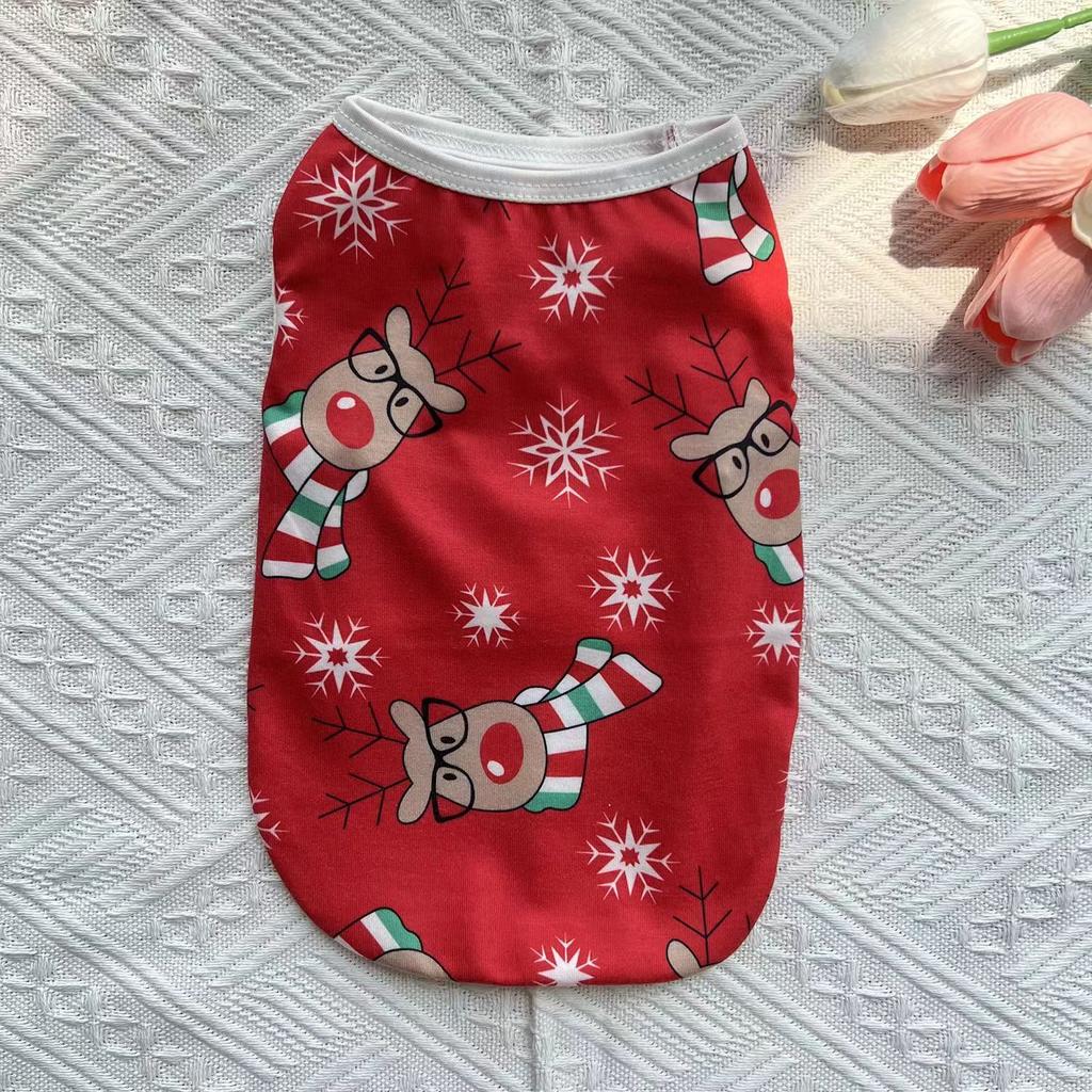 Summer Christmas Vest Pet Dog Dog Cat Thin Breathable Teddy Bigbear Small Dog Pet Clothing