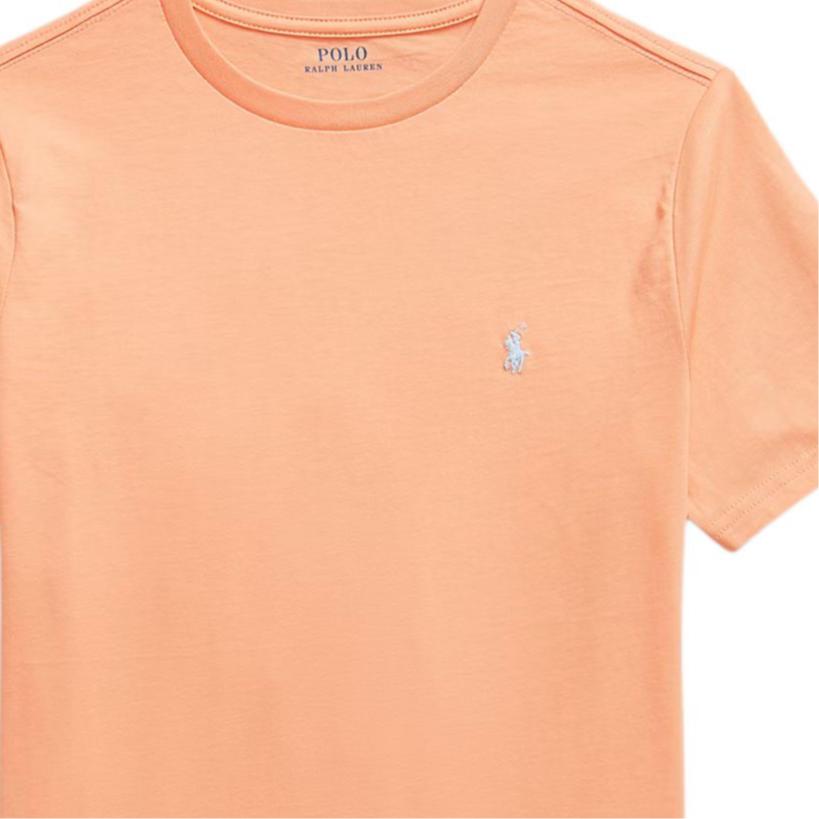 Polo Ralph Lauren T-Shirt Embroidered Pony Logo Pattern Solid Color Cotton Knit Crew Neck Short Sleeve Pullover Kids Tops Orange 323832904-508