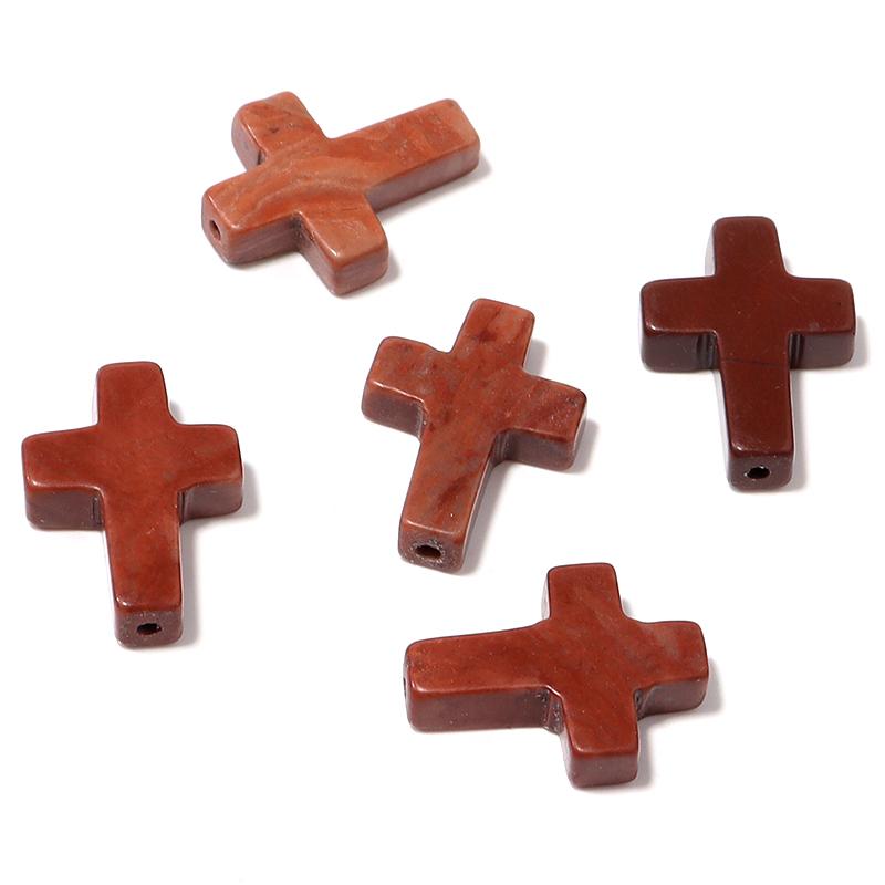 5uds/lote 12x16mm Forma de Cruz de Piedra Natural Colgantes de Cuentas Ágata Turquesa Jade Encantos Cuentas Para Pulsera DIY Pendientes Accesorios