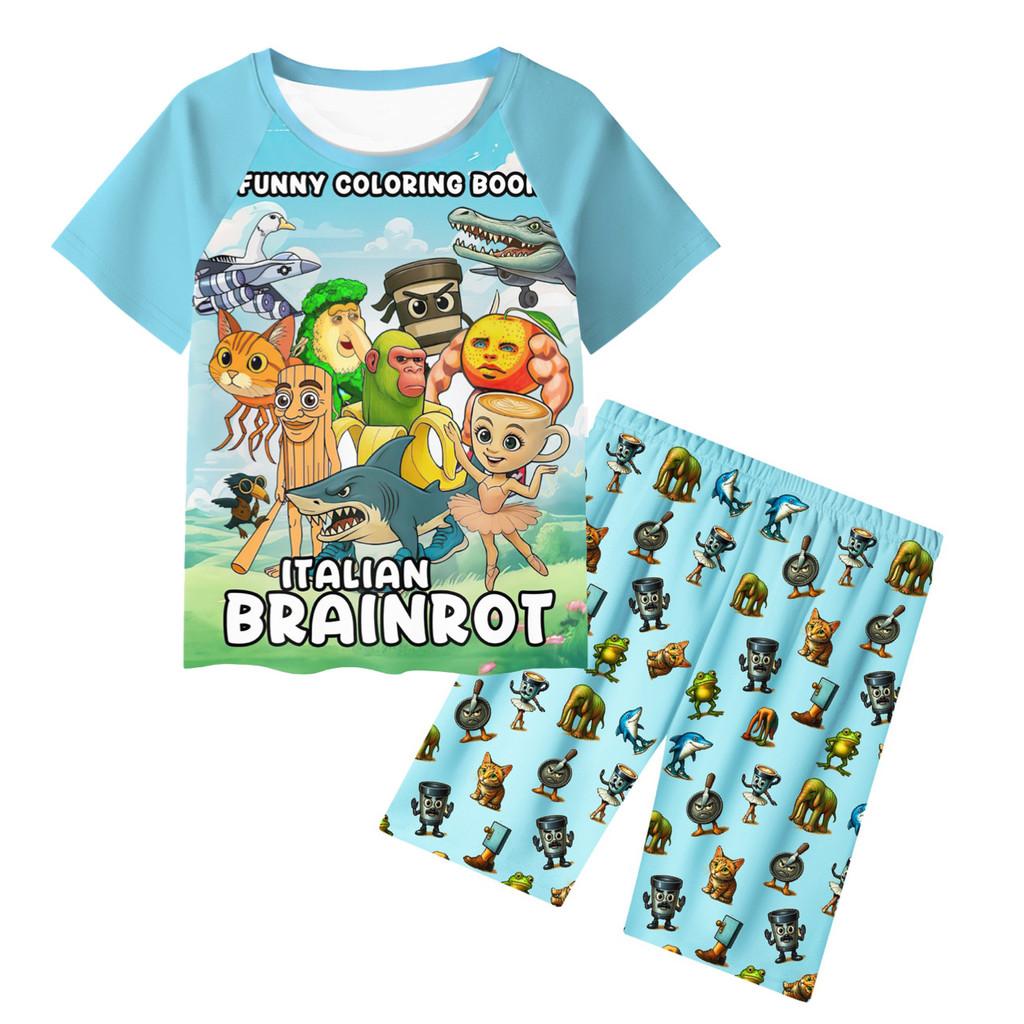 Al Italian Brainrot Tung Tungtung Sahur Pattern Children Home Wear Gift Pajamas