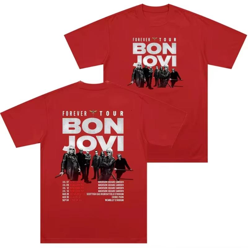 Bon Jovi Forever Tour Pánská trička Kulatá trička Unisex Bavlna Krátký rukáv Vrchol Nápad na dárek Vrcholy 2026 Jaro Léto Streetwear