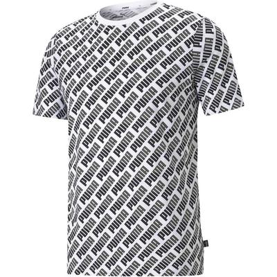 Puma Soft And Comfortable All Over Print Short Sleeve T-Shirt Unisex Tops White 588829-02