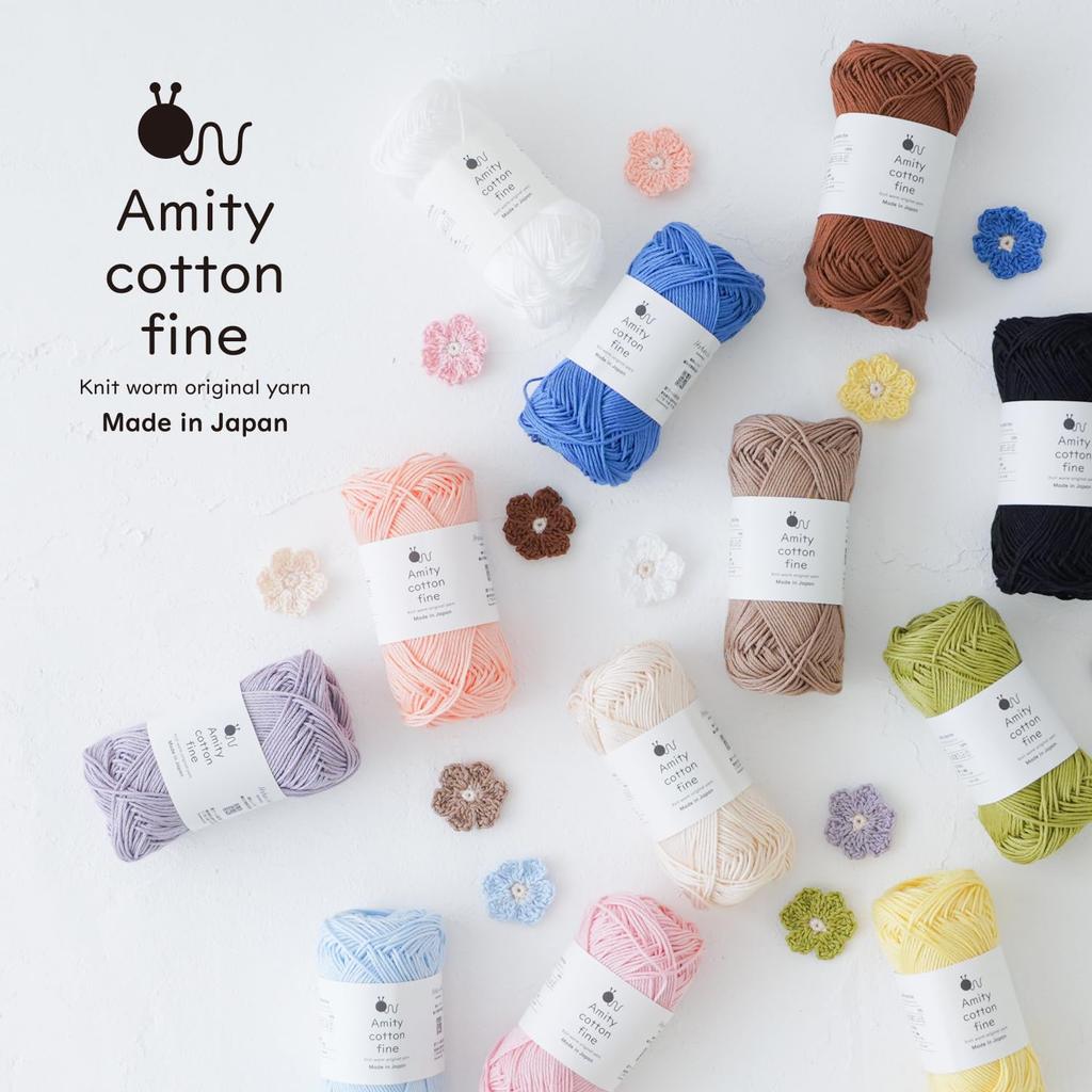 Knitworm Amity Cotton Fine 25g Made in Pink Wool, 5-Pack, Medium-Fine, (Approx. 80m), 100% Cotton, Japan, 105.