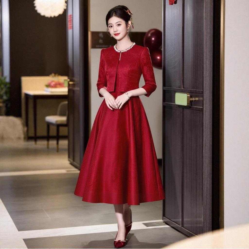 Back To the Door, Toast To the Bride, Engagement Banquet, Slim and Thin, High-end Chinese Wedding Dress, Small Casual Dress
