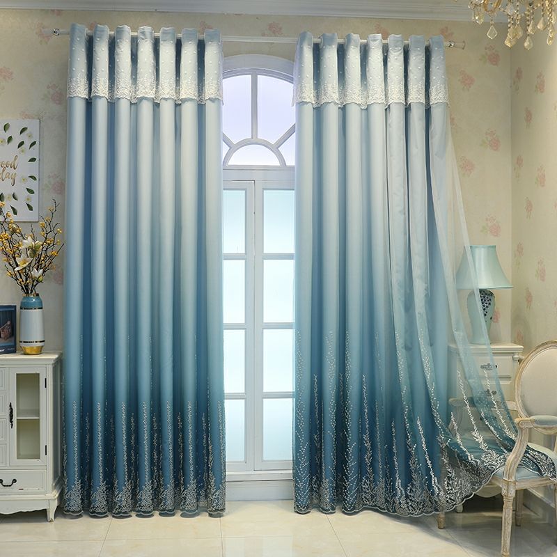 

Новые шторы для гостиной, спальни, столовой, двухслойные шторы в европейском стиле, ткань, пряжа, рельефная вышивка, окно 2PC W200cm x L270cm