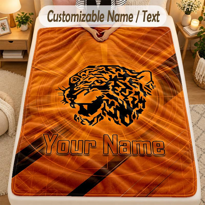 Flannel BlanketHull FC Custom Name Text Personalized Soft Warm Throw Blanket Home Decor Gift
