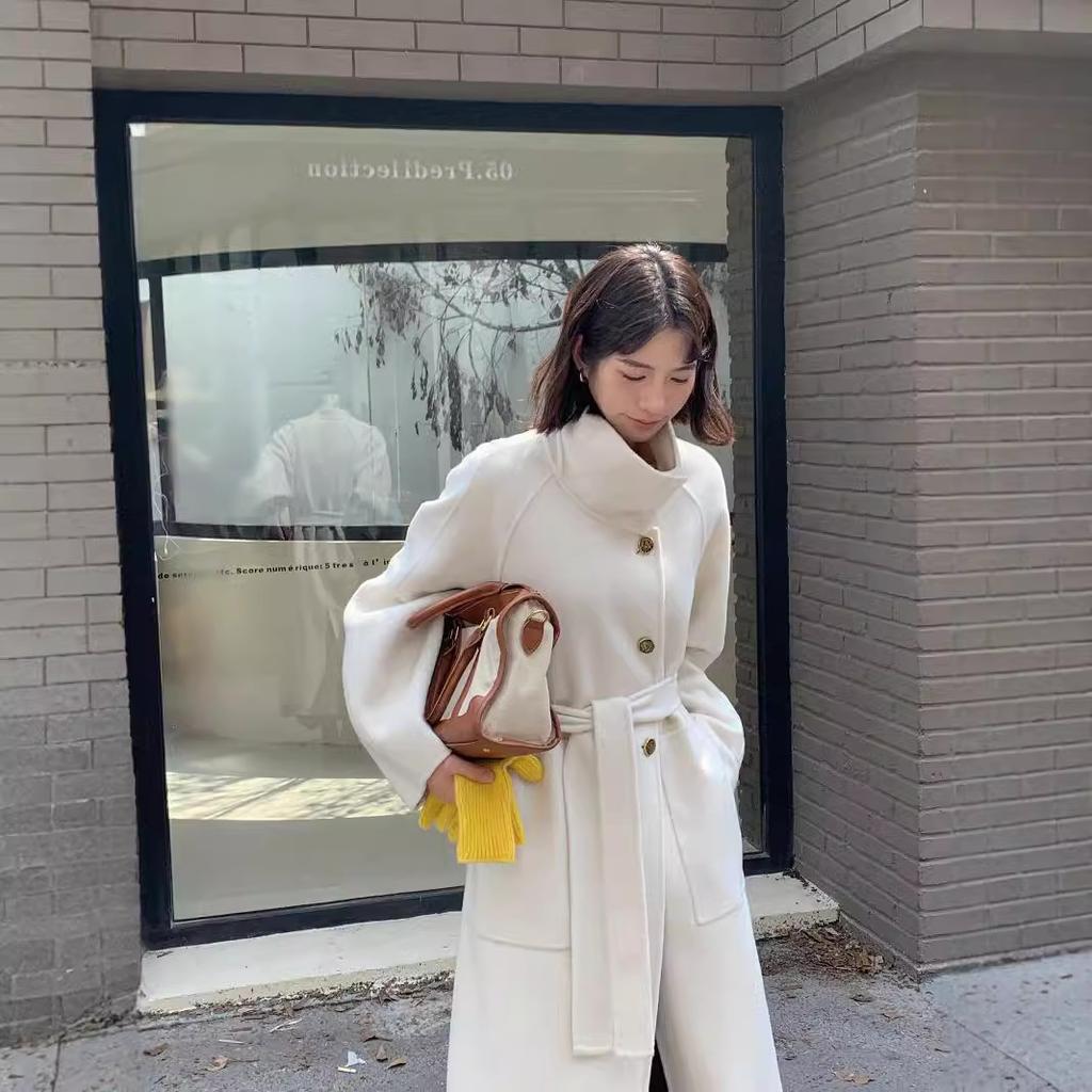 New style high-end cashmere coat women's daily commute eight o'clock woolen coat