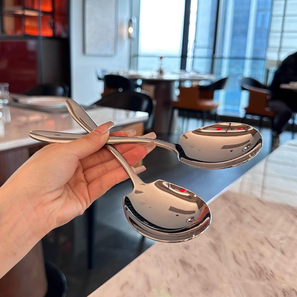 1/2pcs Plus Large Stainless Steel Public Spoon Dispensing Spoon Thickened Male Spoon Dispensing Spoon