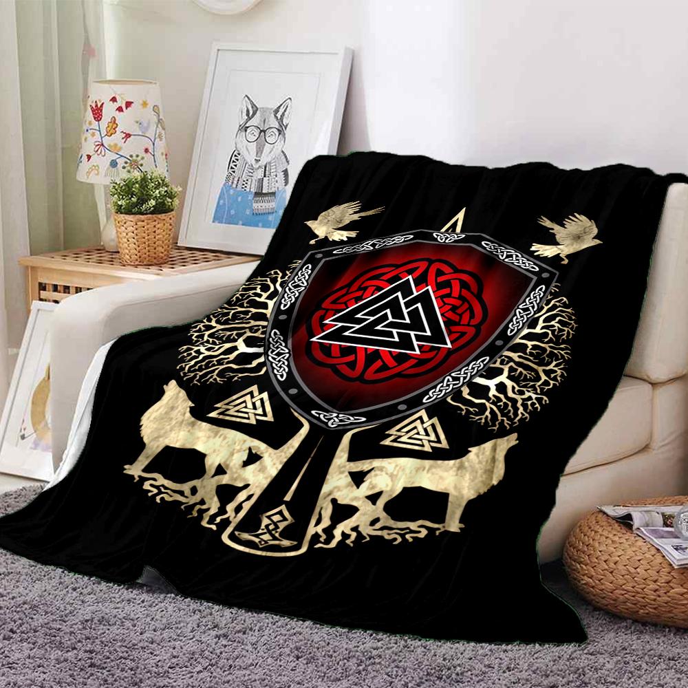 Viking Theme Printed Blanket - Perfect for Couch, Bed, Travel & Outdoor Use | Machine Washable, Cozy & Durable.