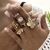 Exaggerated Gold Color Geometric Rings Set For Women Rhinestone Flower Heart Trendy Imitation Pearl Steam Punk Personality Gifts