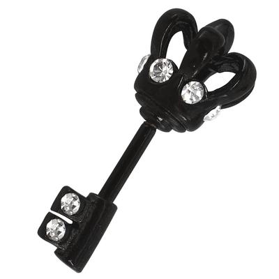 Body Jeweled Crown Top Barbell Cartilage Piercing 14G Black [ROQUE] Piercing, (Sold Individually)