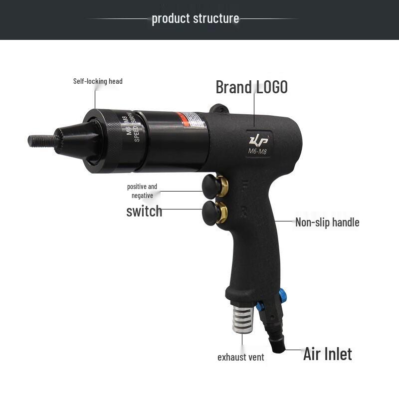 Gaobao KP-739A M6/M8 Pneumatic Rivet Nut Gun CN Plug (adapter Included)