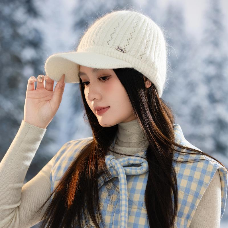 Hat Women's Fleece Thickened Knitted Cap Autumn and Winter Outdoor Fashion Windproof Warm Hat