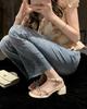 Sandals Women's Summer Thick Heels Cool Slippers 2025 French Light Luxury Rhinestone with Open-toed Women's Shoes Outside Wearing Fairy Style