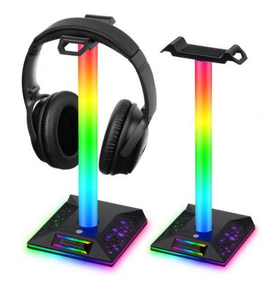 Suport pentru căști de gaming RGB cu porturi USB duble, bandă luminoasă cu control tactil, suport/suport pentru căști de gaming de birou, accesorii pentru căști